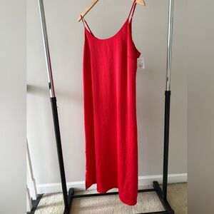 Auden Red Maxi Slip Dress with Thin Straps